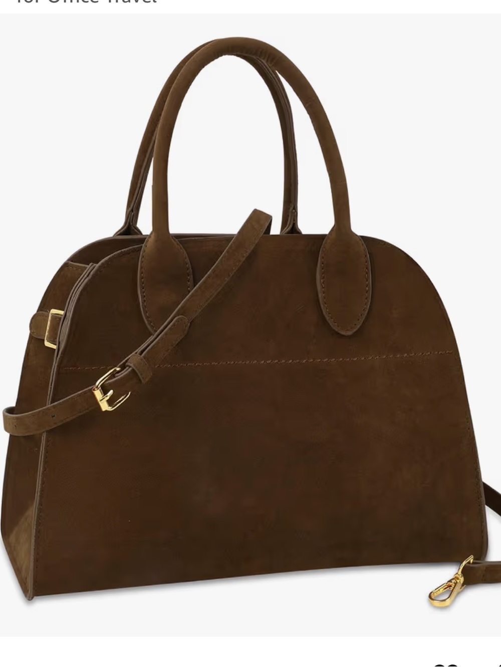 Structured Suede Handbag in Deep Coffee